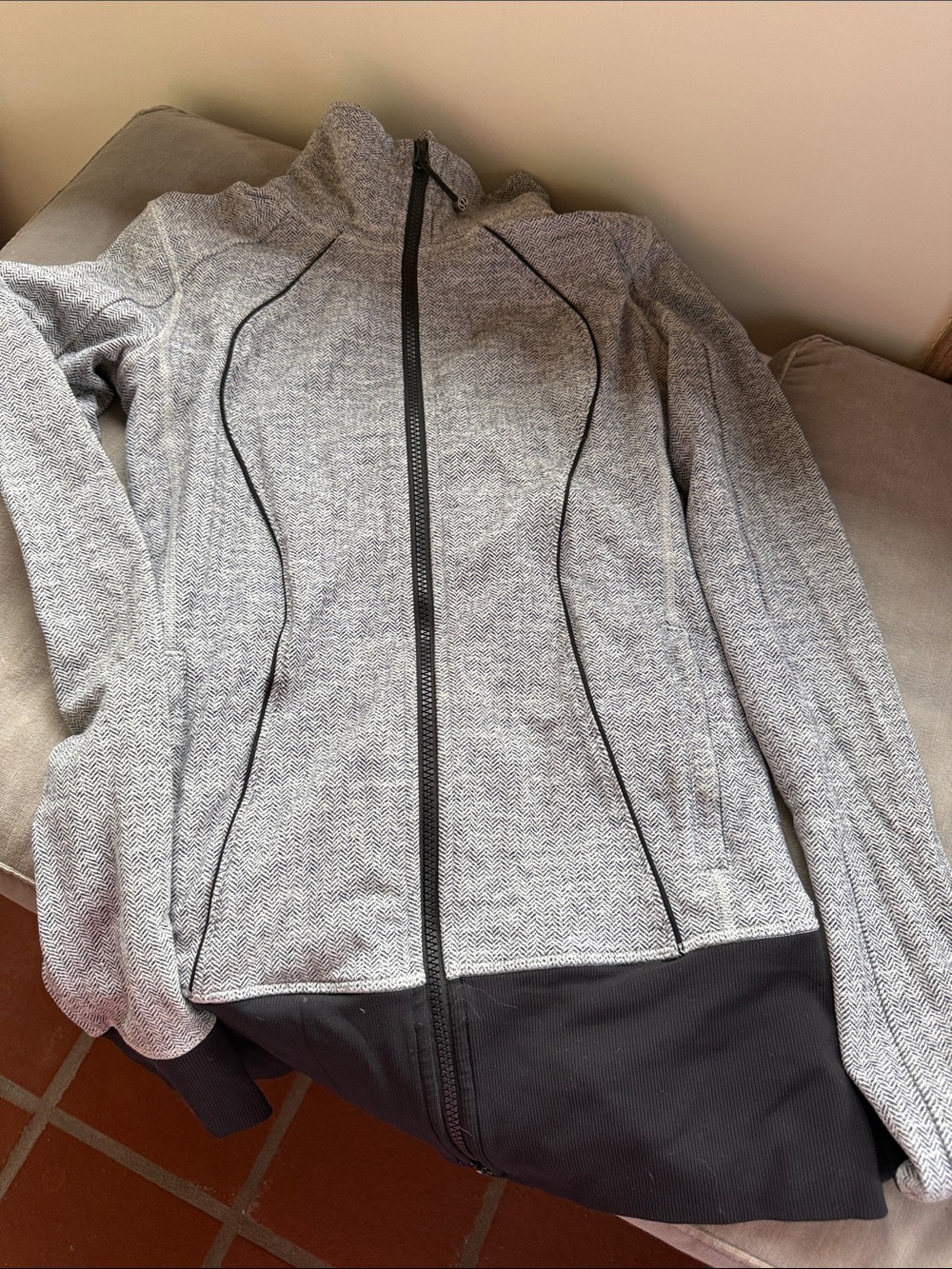 lululemon athletica Gray and Black Zip-Up Bomber Jacket